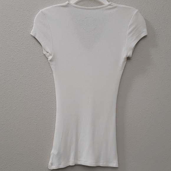 INC White Ribbed V-Neck Top - Picture 3 of 3